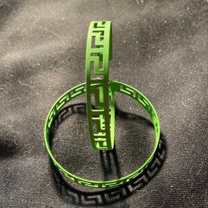 Green Hoop Pierced Earrings